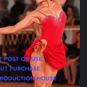 Red Rhinestoned Latin/ Rhythm Competition Dress